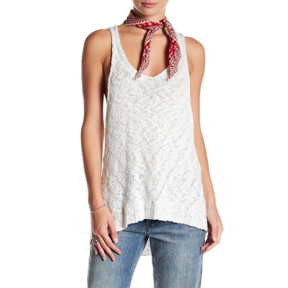 Free People Ivory Chevron Sweater Racerback Tank